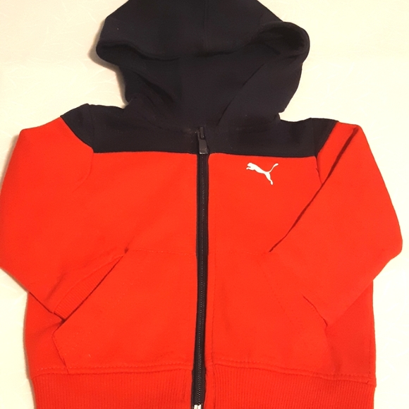 Boys Puma Pullover Hoodie Sweater Size 6-9M Long Sleeves/ Red And Black Color, - Picture 1 of 10